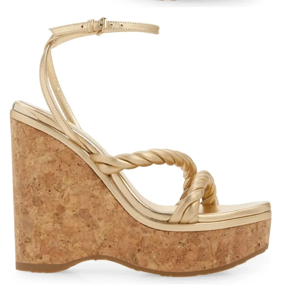 NIB $695 Jimmy Choo Diosa Platform Wedge Sandal (Women) in Gold ! - Picture 3 of 6
